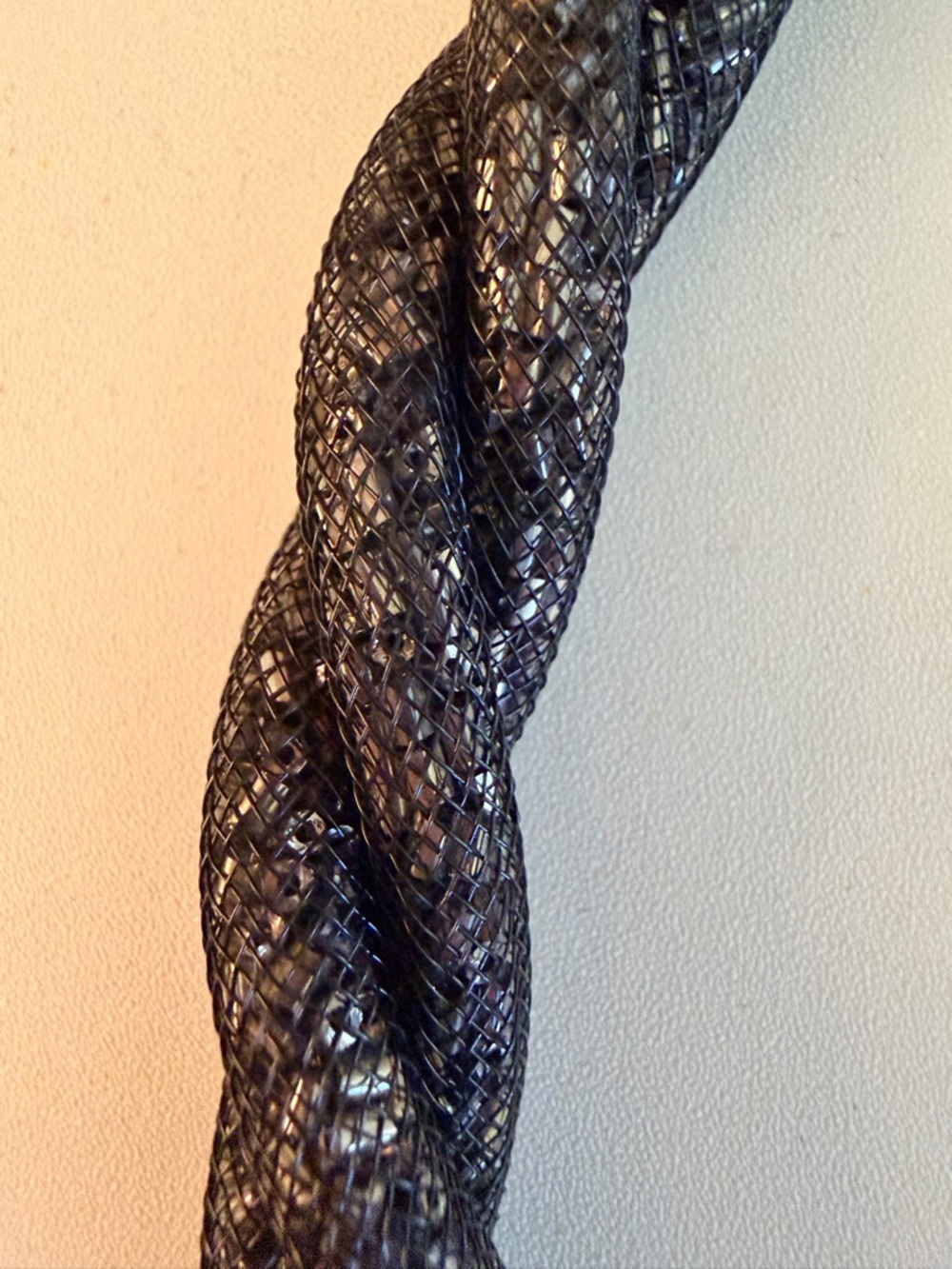 Vintage 1960s  Black Rope multi glitter color Necklace 19 inch Costume Jewelry - Picture 3 of 9